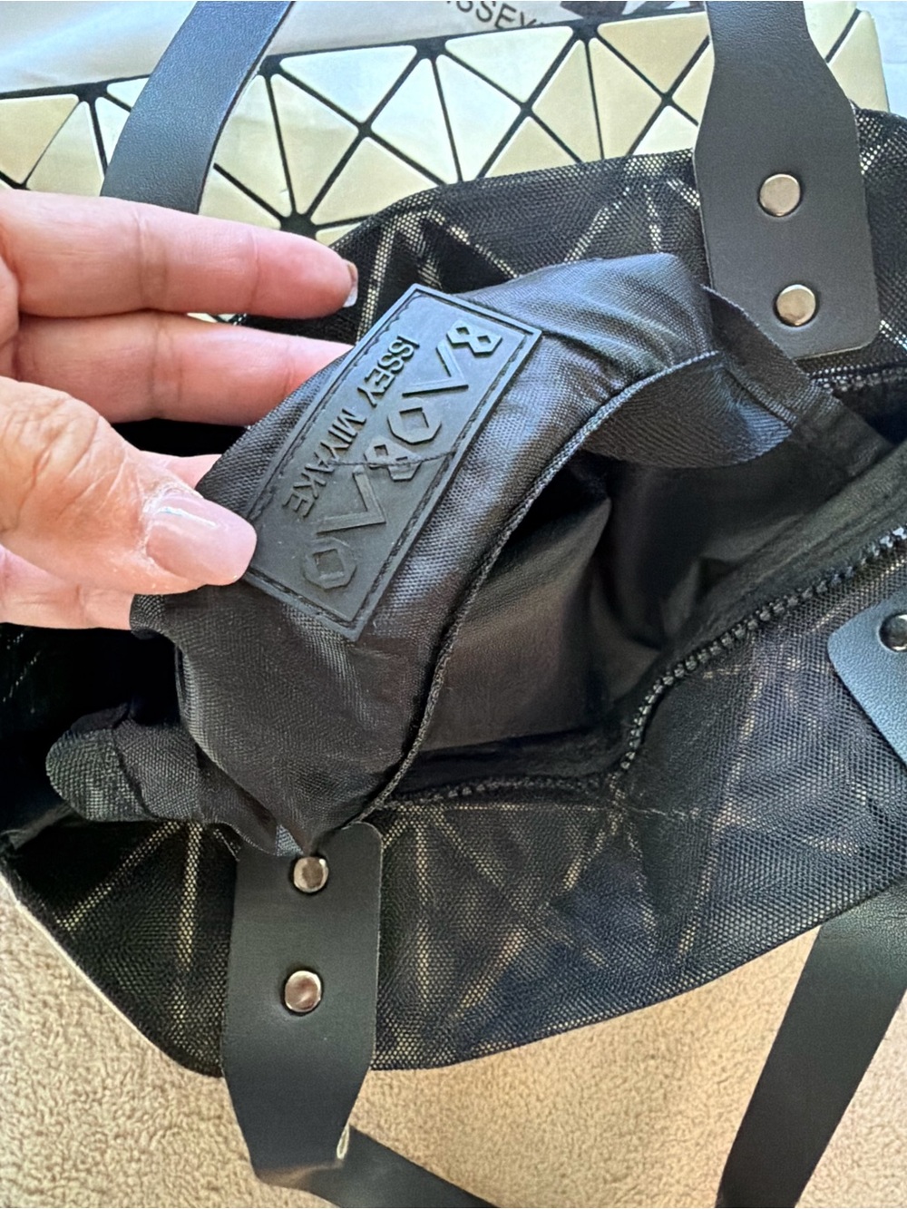 Issey Miyake silver Geometric BAOBAO Tote with Black Trim - Picture 6 of 12